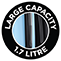 Large capacity 1.7 litre 