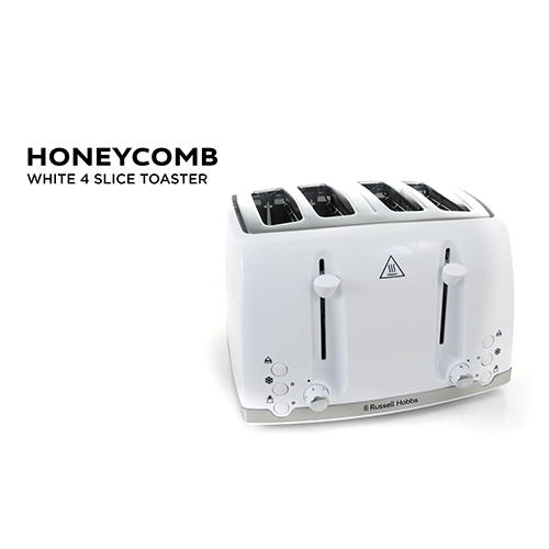 russell hobbs honeycomb 4 slice toaster white