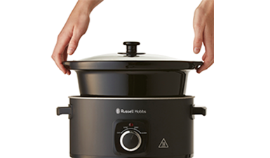 Russell Hobbs 4L Slow Cooker Black Adjustable Premium with Ceramic Washable Pot 