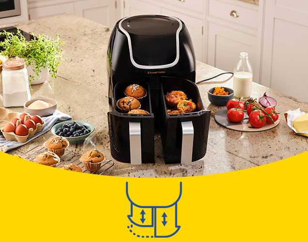 Satisfry Snappi Dual Basket Air Fryer | Russell Hobbs Australia