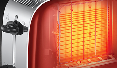 Russell Hobbs Grille pain [Pour 2 tranches] Colours Plus Inox rouge (fentes  extra larges, 6 niveaux de brunissage rapide, surélévation et contrôle,  décongélation, réchauffage, 1600W) Toaster 26554-56 : : Cuisine et  Maison