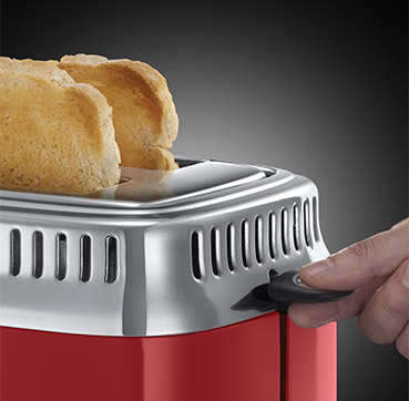 Schnell-Toast-Technologie rot 1300 Watt Retro Countdown-Anzeige Russell Hobbs 21680-56 Toaster Retro Ribbon Red