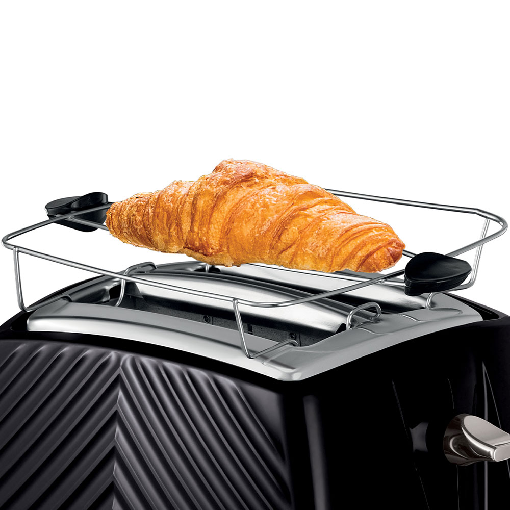 Black Groove 2 Slice Toaster, Russell Hobbs, Steel Accents